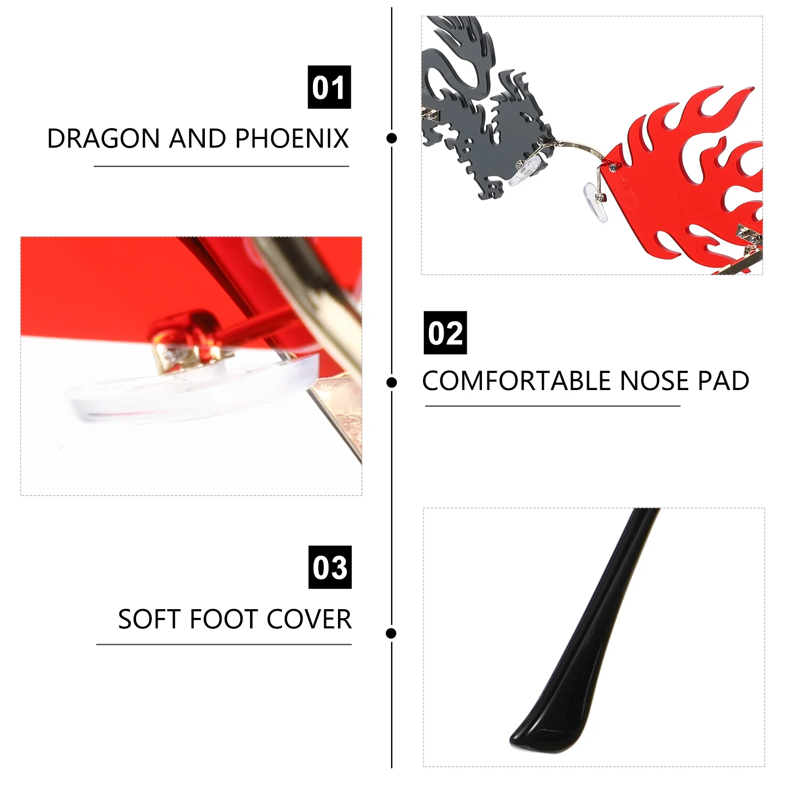 

1Pcs Rimless Dragon Sunglasses Party Eyeglasses Creative Photo Prop Comfortable Anti Glare Party Glasses