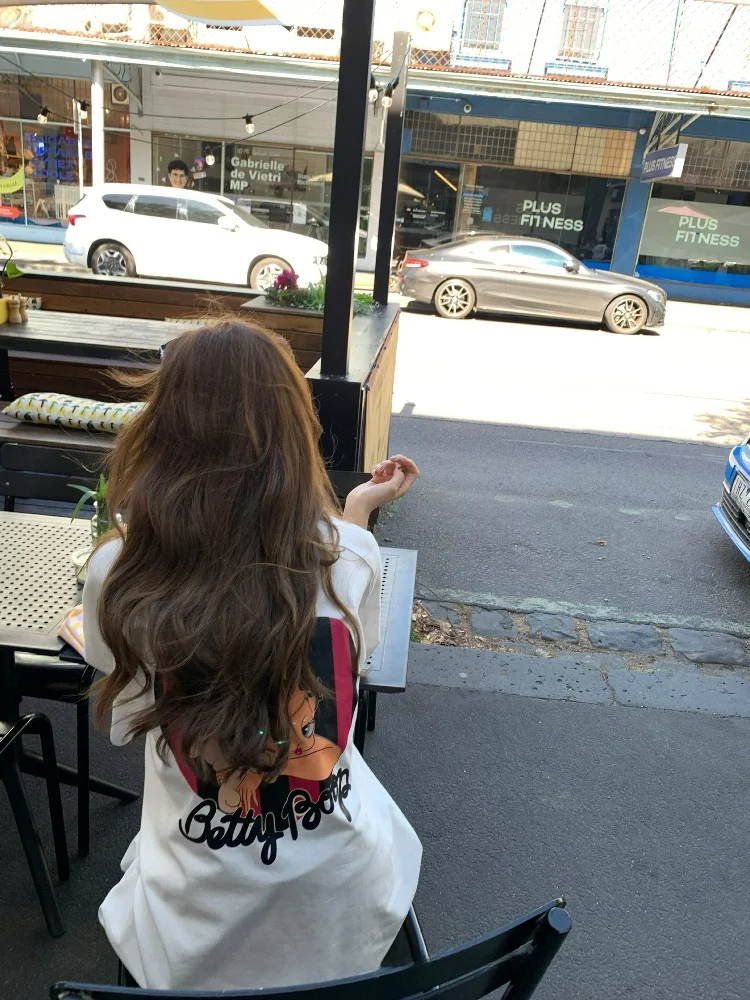 

Новая одежда Aaaaxbbb Bet: двухцветная футболка из чистого хлопка с принтом, модная, с длинным рукавом, утягивающая, черно-белая