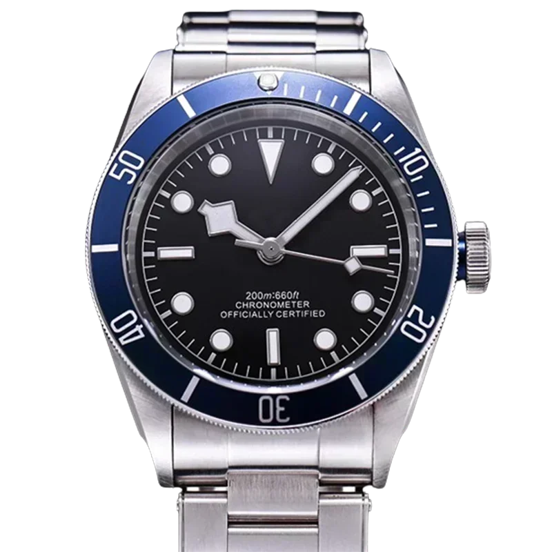 Orologi meccanici automatici da uomo di alta qualità con lunetta in ceramica blu nera in acciaio inossidabile con vetro zaffiro D56 da 42 mm