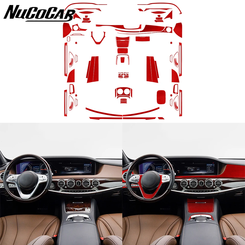 

For Benz Maybach S Class 2013-2020 Red Carbon Fiber Navigation radio window lift panel Car Interior Accessories Trim Stickers