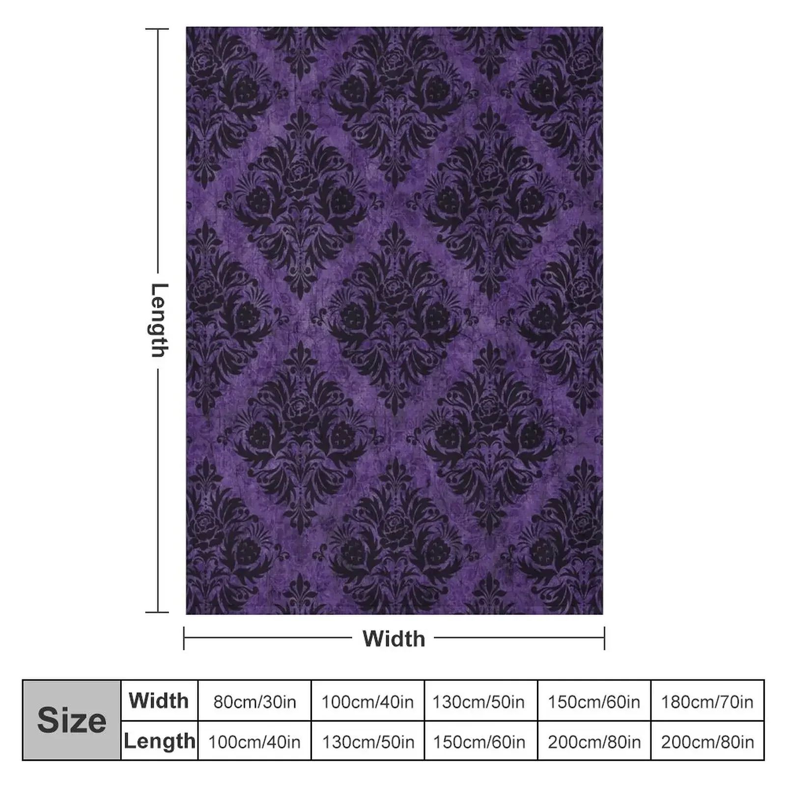 Gothic Damask Purple Throw Blanket blankets and throws Thin Sofa Quilt Blankets