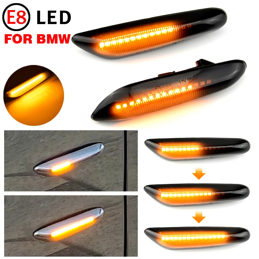 2X For BMW E60 E61 E90 E91 E87 E81 E83 E84 E88 E92 E93 E82 E46 1 3 5 series x1 x3 2004 2010 Dynamic LED Fender Light Side Marker