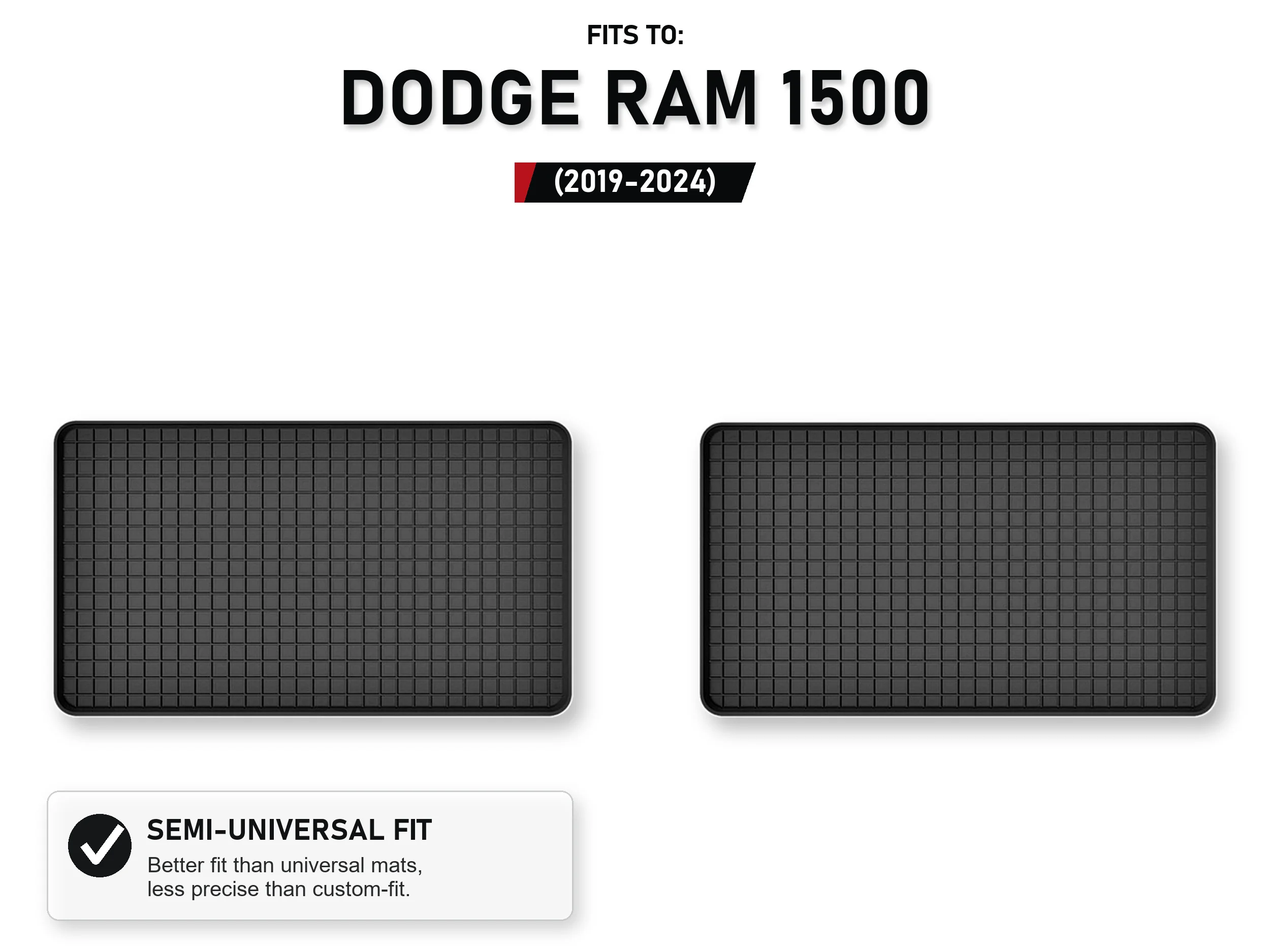 Rubberen vloermatten achterin voor: Dodge Ram 1500 2019-2024, 2 stuks