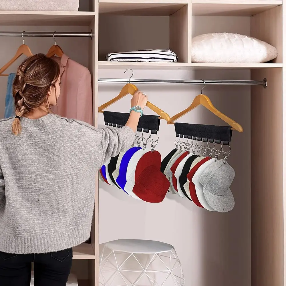 

Portable 10-Clip Fabric Storage Clip Multifunctional Foldable Hat Clip Self-Adhesive Perforation-Free Hat Rack Hat