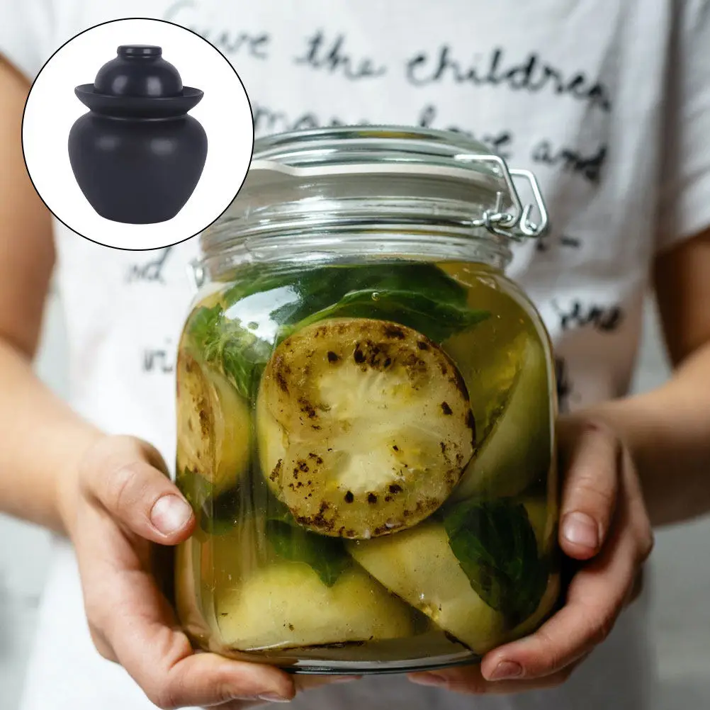 Recipiente de Cerámica para Fermentación, Recipiente Hermético para Almacenamiento de Alimentos, Diseño Oriental, Contenedor de Cocina para Alimentos Saludables, 1 Pieza