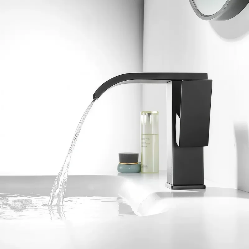 Stainless Steel Undermount Basin Sink Faucet Bathroom Hot and Cold Water Faucet Wash Basin Waterfall Faucet