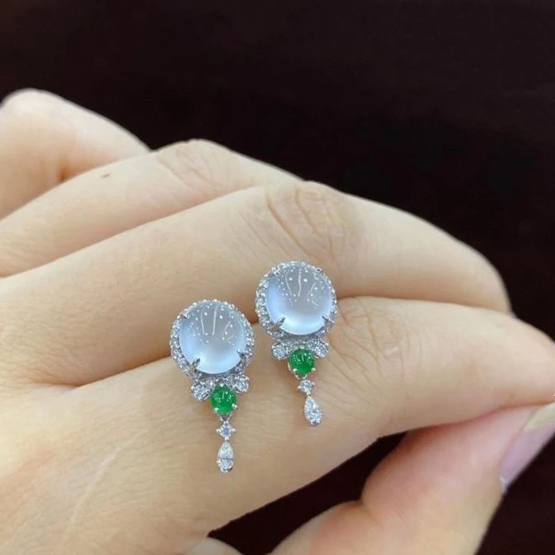 Creative Design Natural white Ice seed chalcedony stud earrings for women Exquisite fashion earings Charm party Jewelry gift
