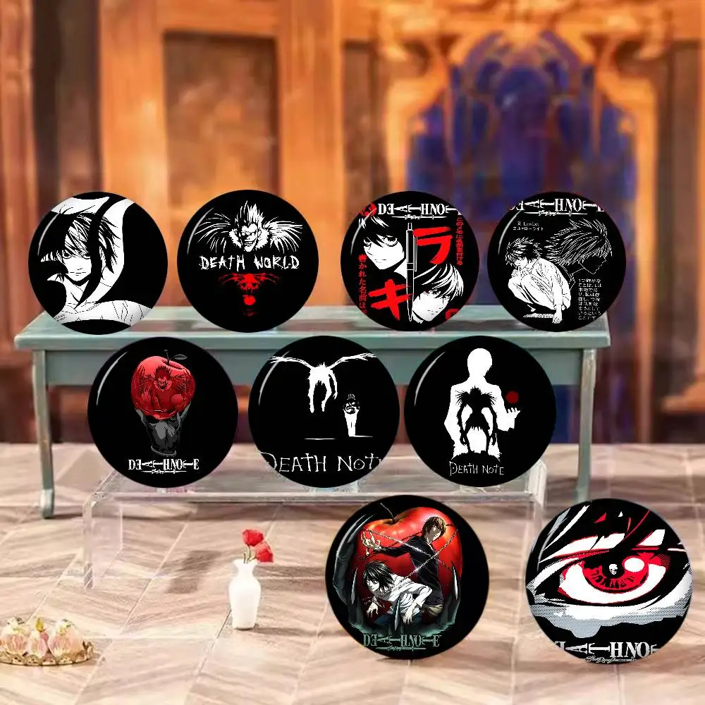 Death Note Anime 58mm Cute Anime Figure Icon Badge Handmade Tinplate Brooch for Backpack Clothes Chest Ornament Gifts