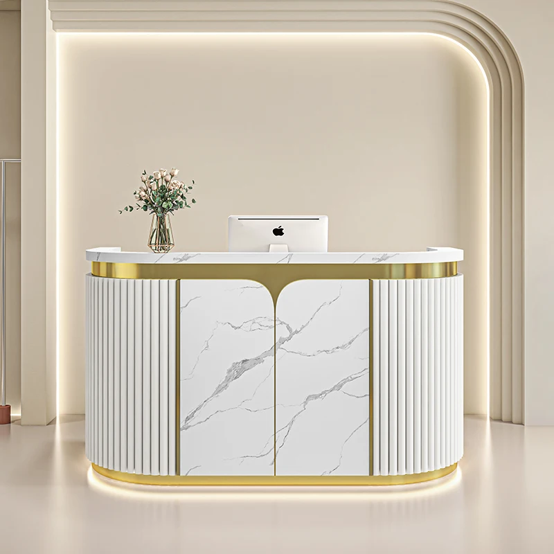 Customized Reception Desk Beauty Supermarket Barbershop Spa Bar Counter Office Comptoir Caisse Salon Furniture