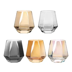 11OZ 320ml Glass Drinking Whiskey Cup Household Hexagonal Glass Diamond Shaped Geometric Juice Beer Cups Home Luxury Drinkware