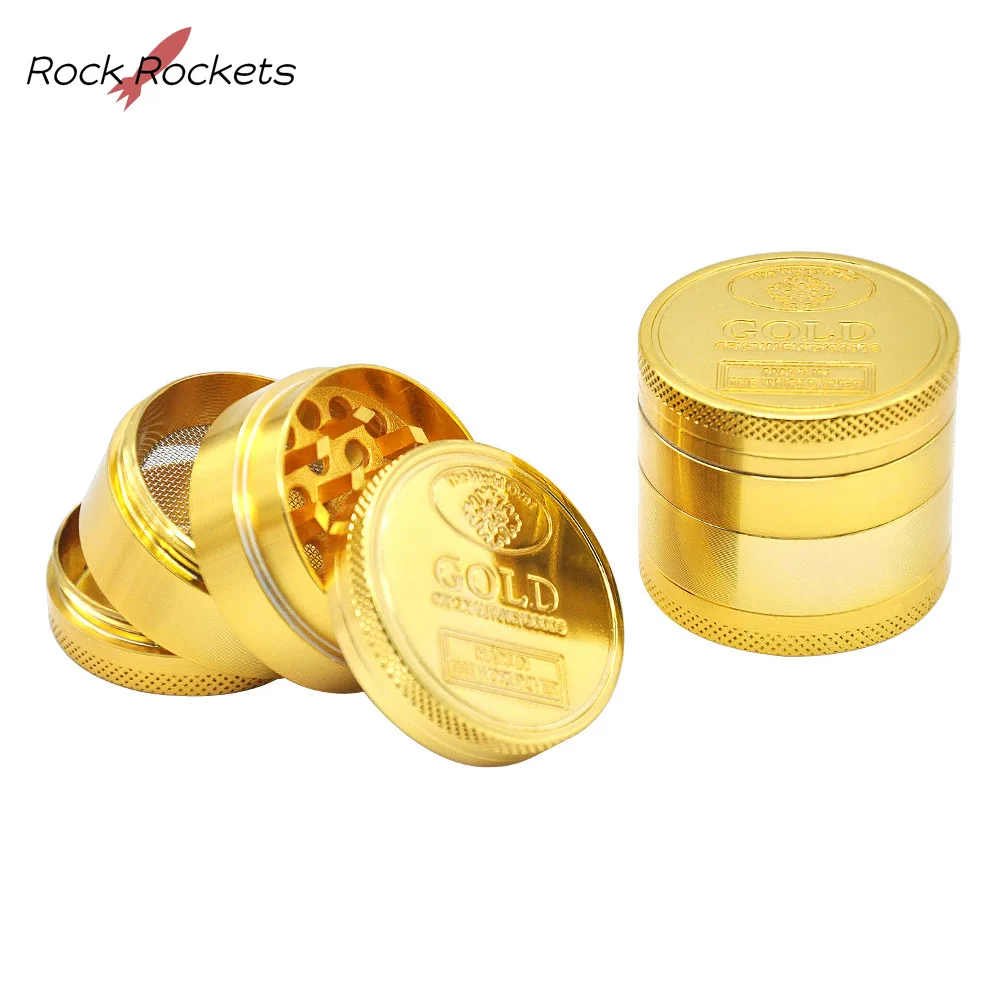 R&R High Qulity 4-layer 40mm Zinc Alloy Tobacco Grinder Manual Gold Metal Herb Grinder Smoking Accessories Gift for Boyfriend