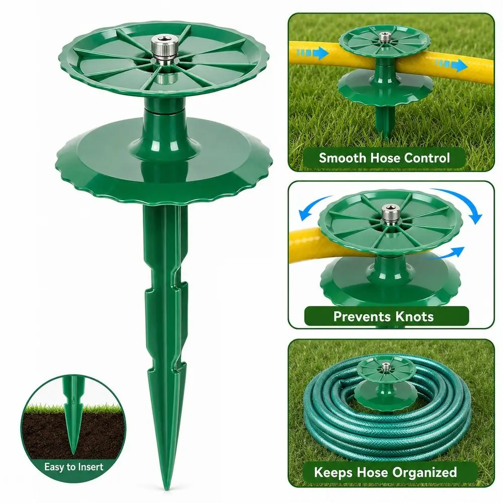 2Pcs Practical ABS Garden Hose Guide Stake Green Reusable Hose Guide Holder Hose Guide Wheel Garden Irrigation