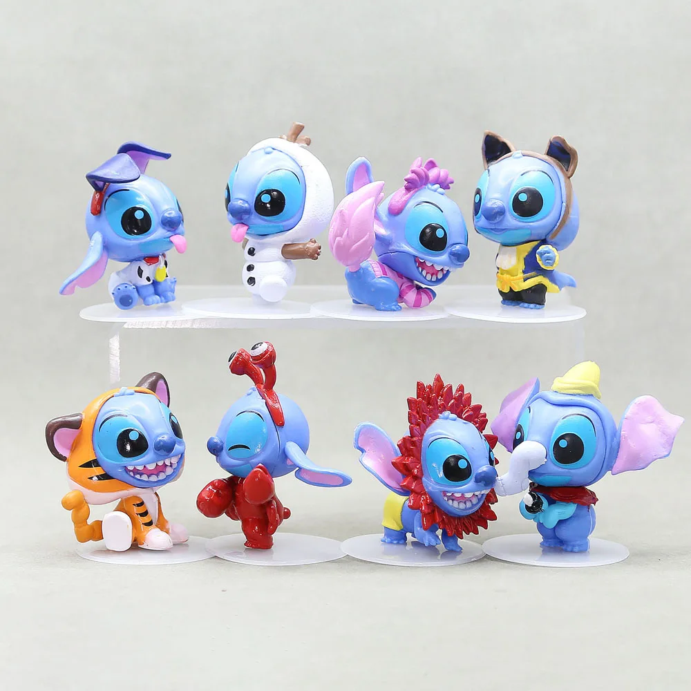 

8Pcs/Set Anime Figure Stitch Cosplay Dog Tigger Mysterious Action Figures Model Kawaii Lilo Doll Kids Toys Christmas Gift