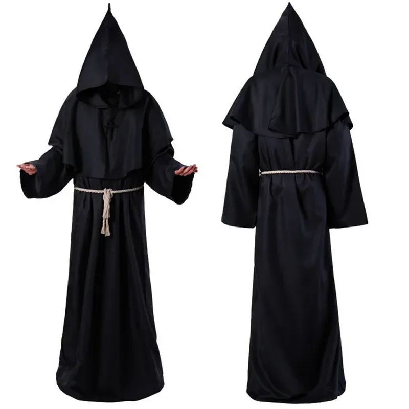 Assistente halloween cosplay traje monge medieval frade robe sacerdote traje antigo roupas cristão das mulheres dos homens terno novo m
