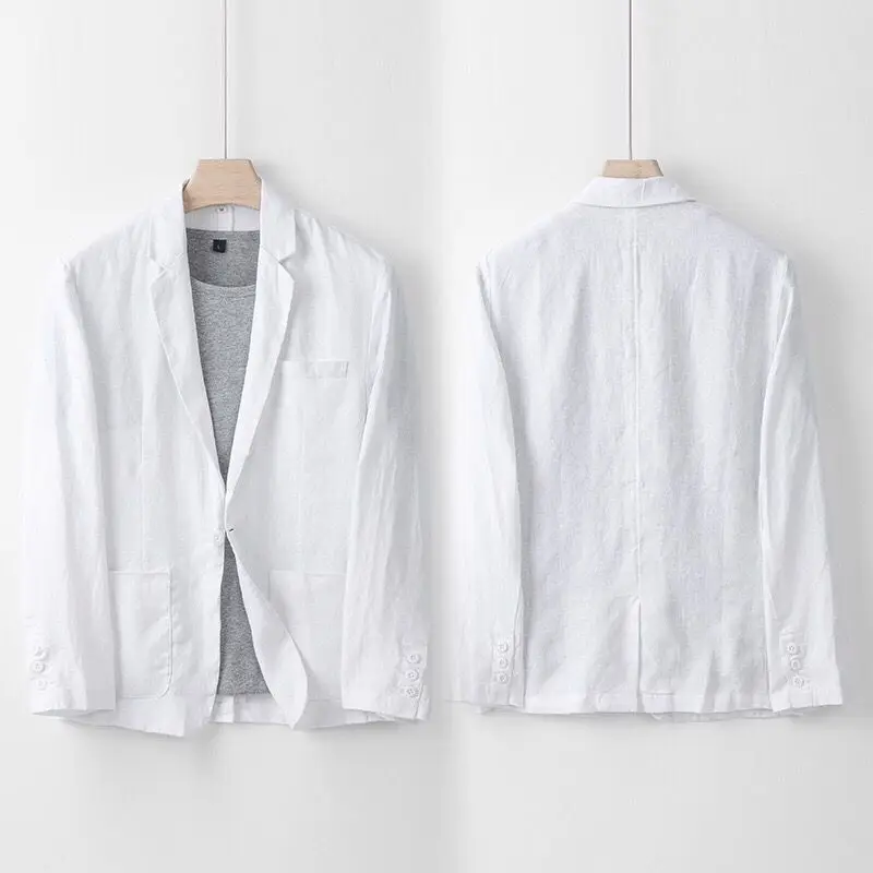 2026Summer Linen Suit Sets Men's Blazers Pants Suit Loose Casual High Street Sunscreen Jackets Long Trousers Set Male Clothes