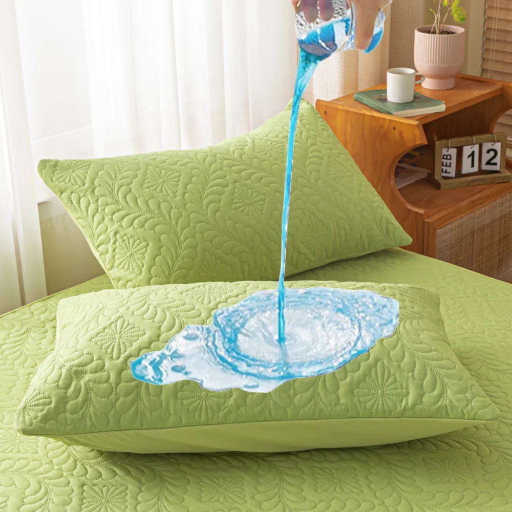 2Pc / 1Pc  Waterproof Quilted Pillowcase Solid Color Pillow Cover Case 48x74cm Pillowsham