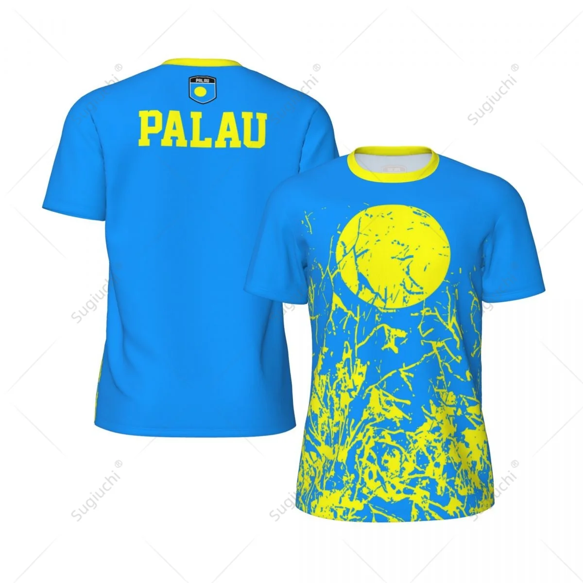 

Exclusive design Palau Flag Grain 3D Printed Men For Running Bike Soccer Tennis Fitness Sports jersey Mesh Fans Short T-shirt