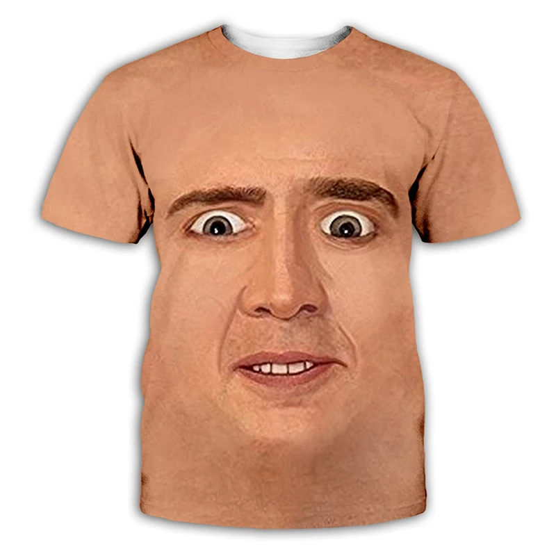 Funny Actor Nicolas Cage 3D Print T-shirt Men Woman O-Neck Short Sleeve T Shirts Streetwear Oversized Harajuku Kids Tees Tops