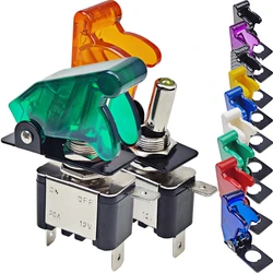 1Set Auto Car 12V 20A Boat Truck Illuminated Led Toggle Switch With Safety Aircraft Flip Up Cover Guard Red Blue Green Yellow