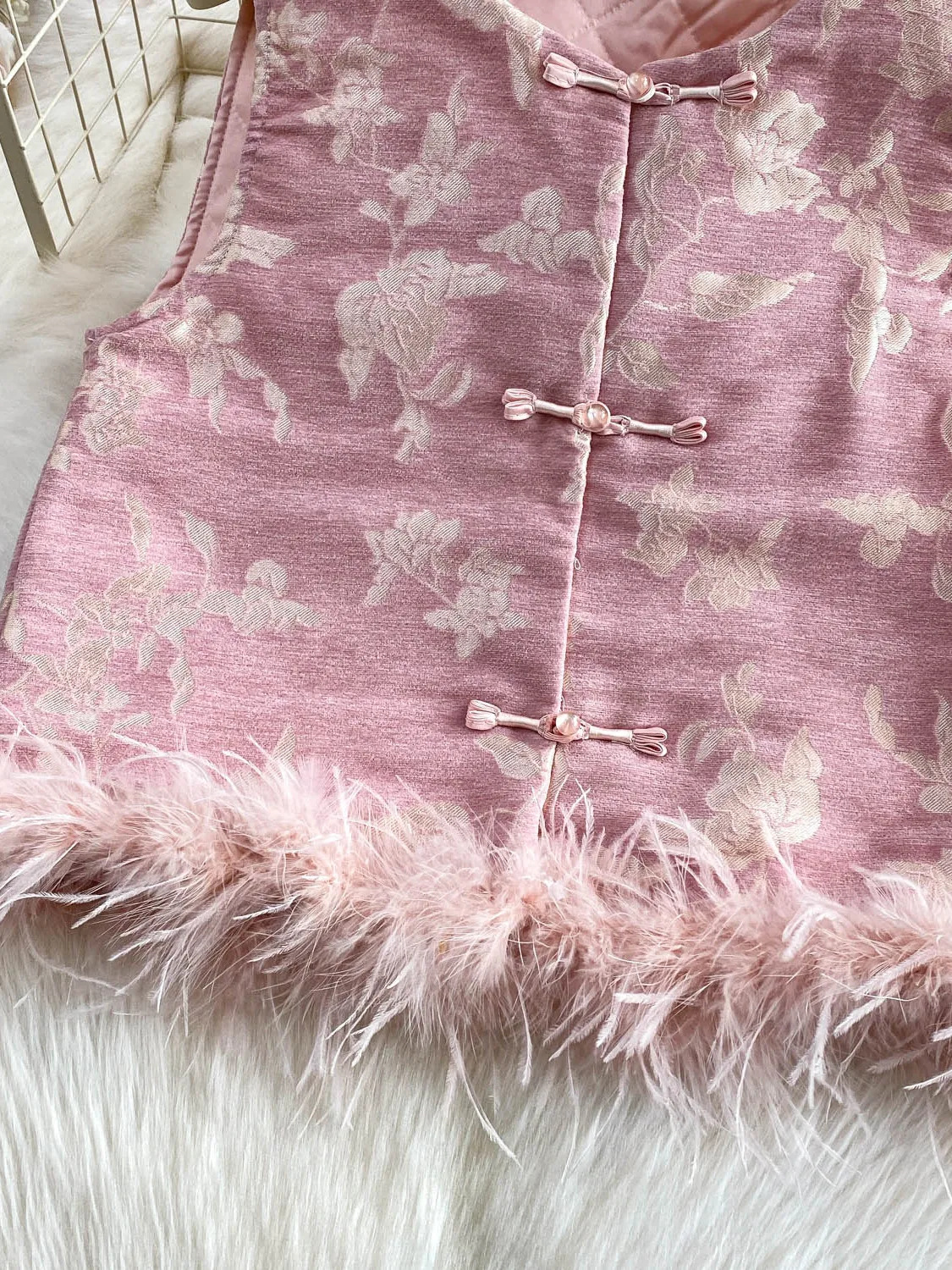 الرجعية الصينية Sle Thiened العمل الثقيل المنك الربط Svel سترة المرأة الراقية المشاعر المطرزة مزيج القطن #4