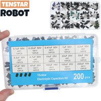 200pcs Radial Capacitors Set 15Values 10V 16V 25V 50V 0.1uF-220uF Electrolytic Capacitor Assortment Kit 0.22uf 2.2uf 100uf