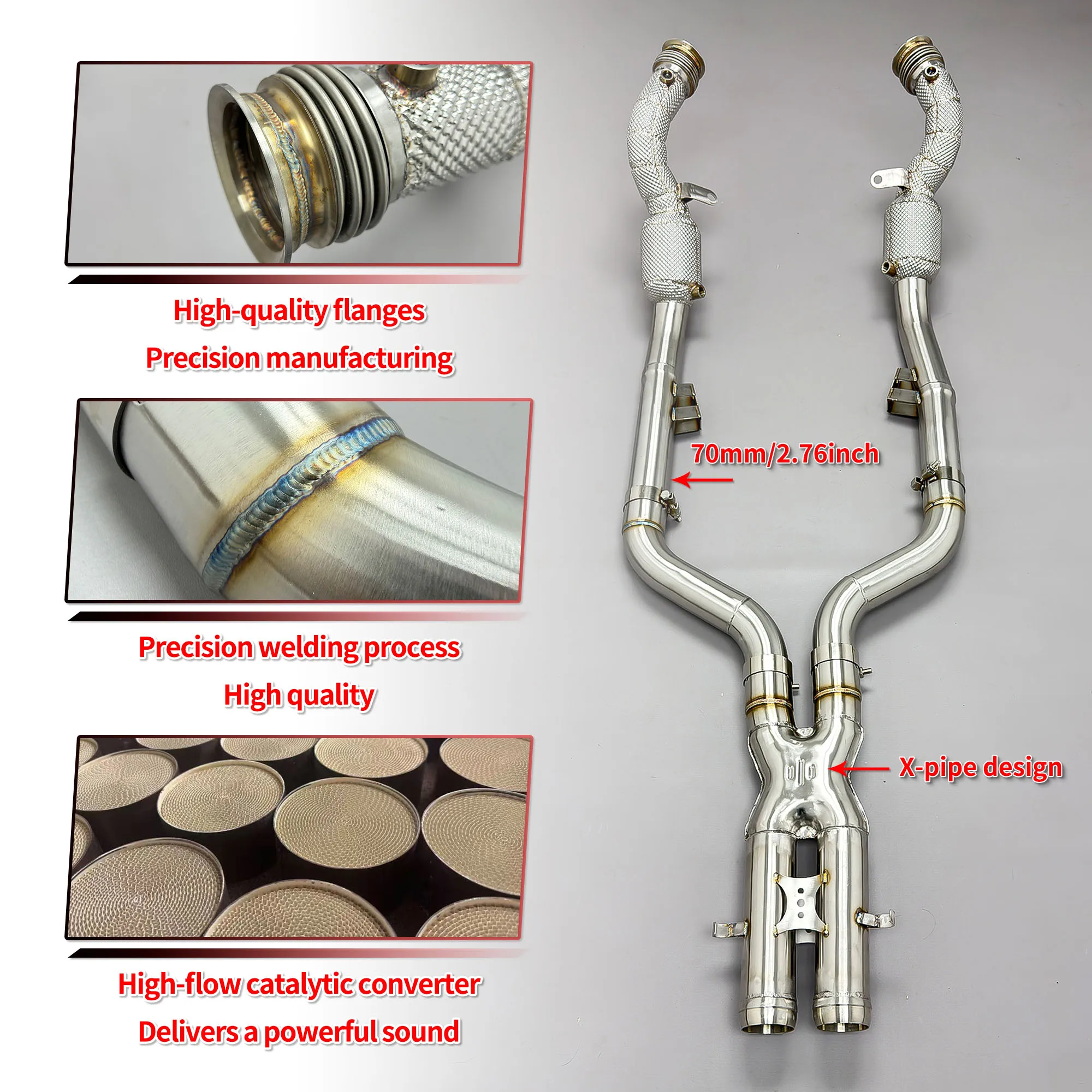 HEO Downpipe Exhaust for Benz Mercedes S600 5.5T 2005-2012 W221 Stainless Steel 304 Header High Performance Optimize Power