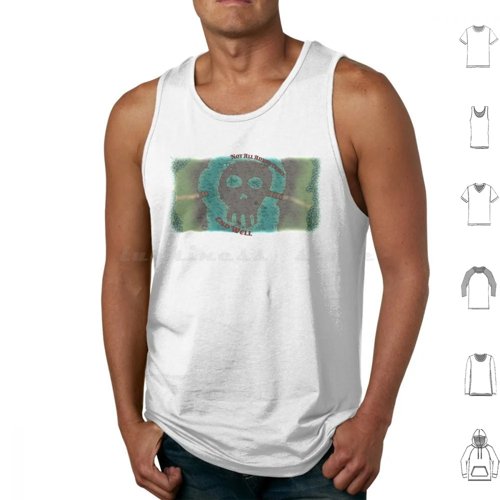 Camisetas sin mangas Not All Adventures End Well con estampado de algodón, calavera de aventura D D Spooky Island Death Misadventure