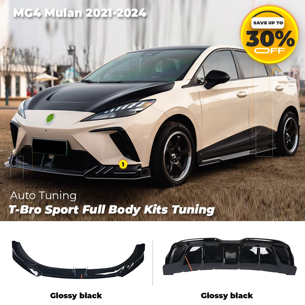 

T-Bro Full Body Kits For MG4 EV Mulan 2021-2024 Front Bumper Lip Rear Diffuser Spoiler Tailgate Wing Auto Body Tuning