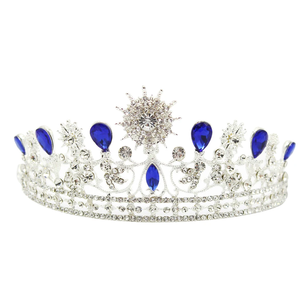 

Crown Bridal Wedding Hair Baroque Retro Diamond Rhinestone Blue Classic for Women Miss