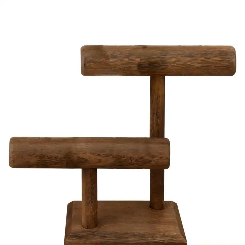 QX2E สร้อยข้อมือไม้ผู้ถือขาตั้งจอแสดงผลสไตล์วินเทจไม้เครื่องประดับคู่ระดับสำหรับสร้อยข้อมือและอื่นๆ