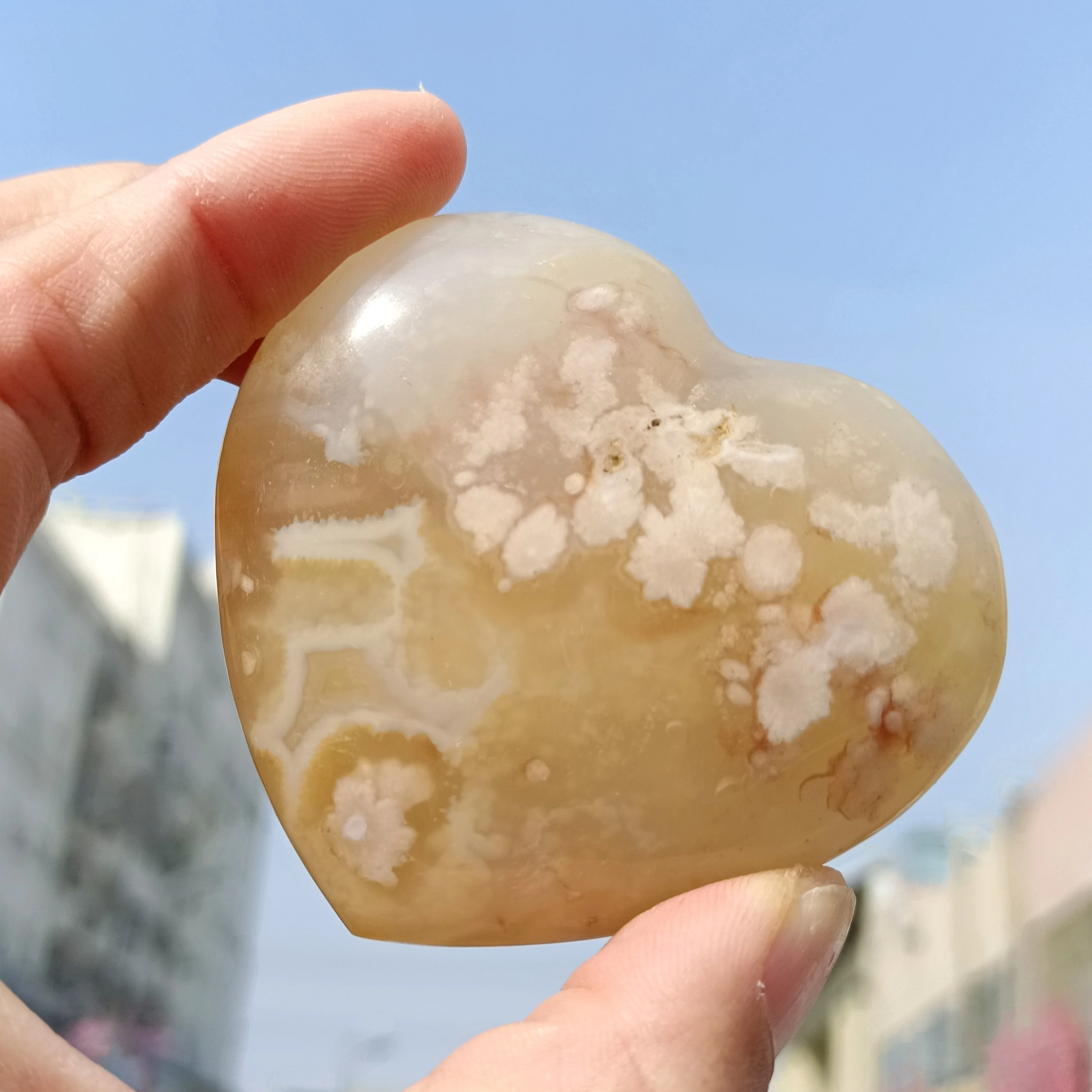 Natural Sakura Agate Heart, Quartz Crystal, Ore Carved, Mineral Reiki Healing Stone, Degaussing Decor