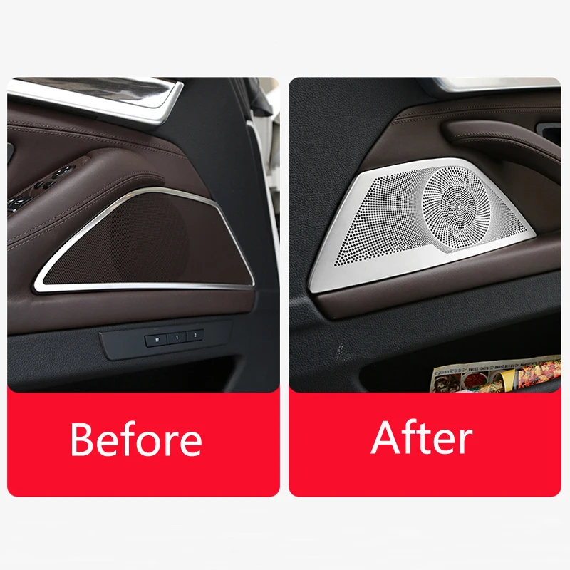 Accesorios para BMW serie 5 F10 F18, puerta interior de coche de acero inoxidable, Audio estéreo, altavoz, lentejuelas, cubierta decorativa, tiras