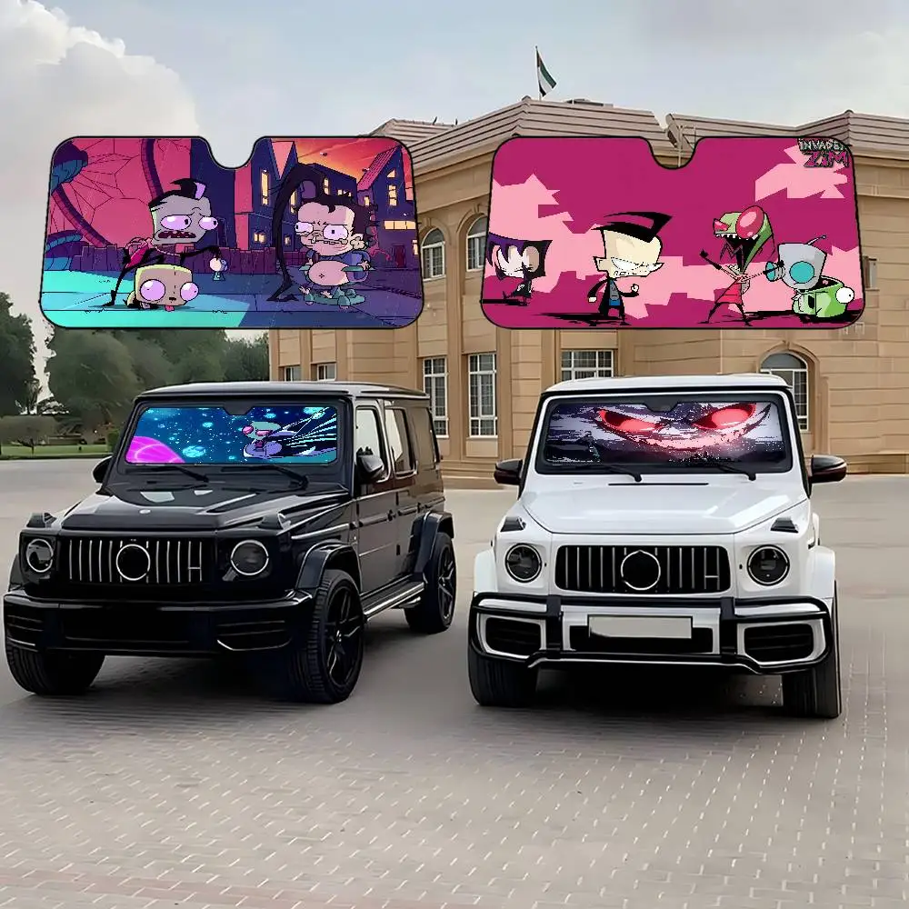 

Солнцезащитный козырек I-Invader Z-Zim, 3D пленка в клетку, подарок, новинка, козырек на переднее окно автомобиля, 70x130 см, солнцезащитный козырек, защита от солнечной батареи