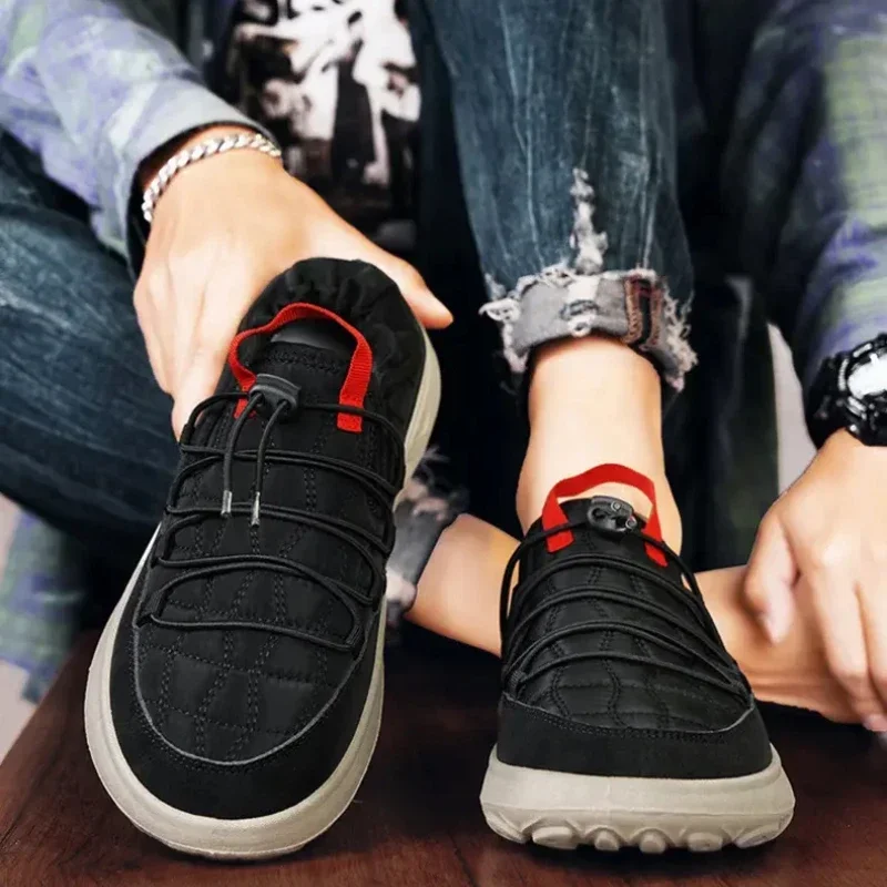 

New Umbrella Cloth Sneakers Elastic Slip-on Men's Shoes Fashion Platform Breathable Flat Outdoor Casual Walking Shoes