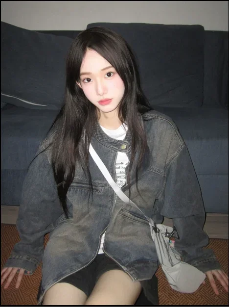 Streetwear Women Coat Harajuku Casual Fashion Oversized Outwear Y2k Tops  Ropa Mujer Vintage Stand Neck Denim Crop Coat