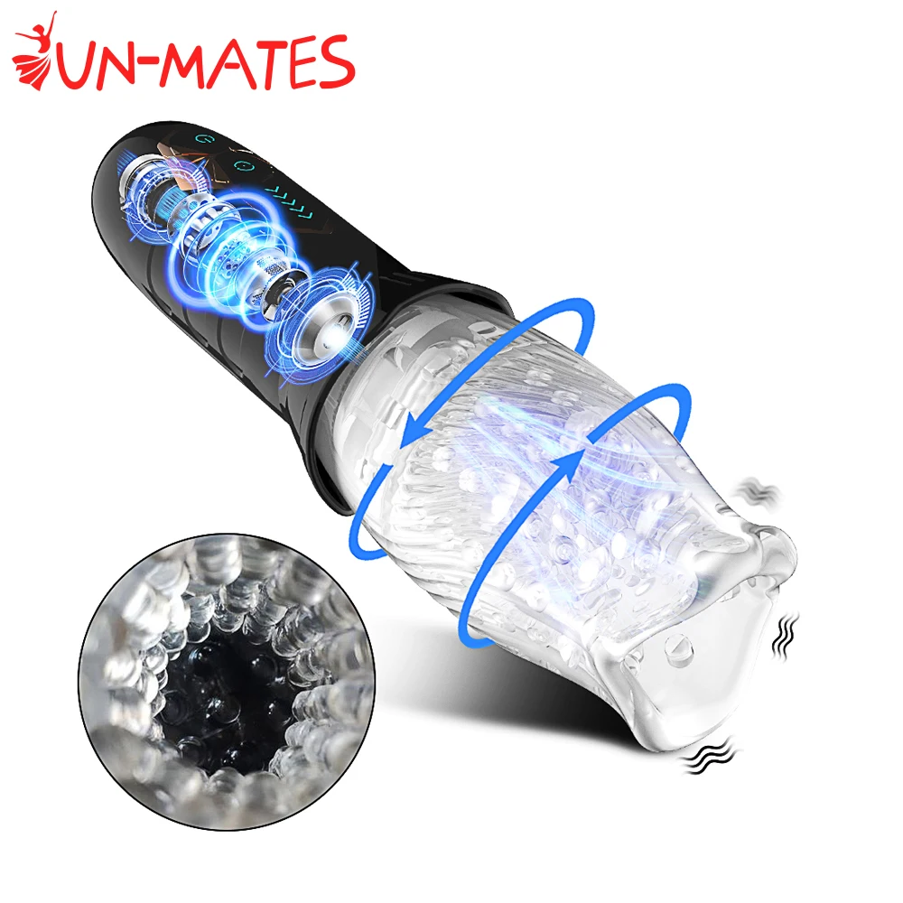 Automatic Rotating Male Masturbator Real Oral Sex Glans Vibrator Spiral Motion Spinner Cup Penis Delay Trainer Sex Toys for Men