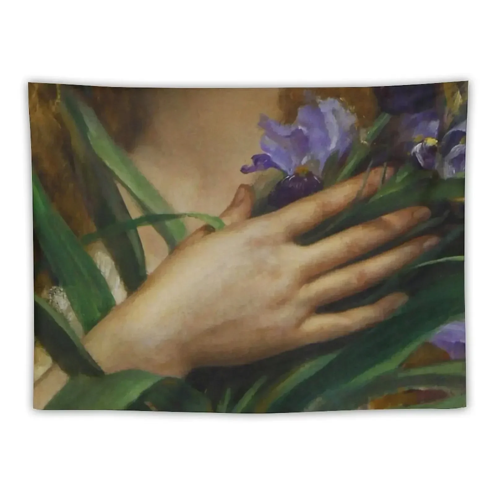 Woman Holding Iris flowers, French Pre-Raphaelite painting Tapestry Wall Hanging Decor Decoration For Home Tapestry