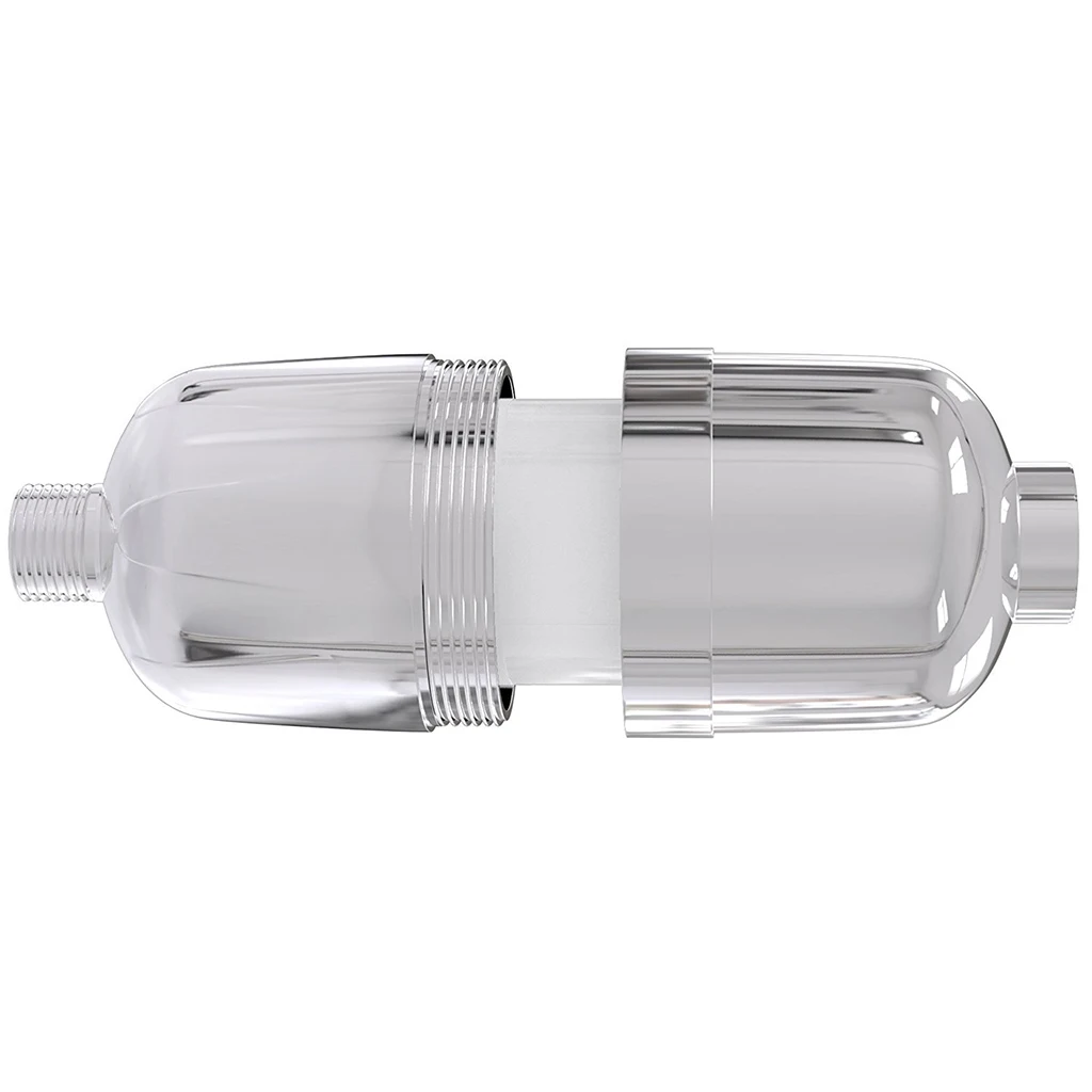 Universal Shower Head Filter with Calcium Sulfite Activated Carbon for Hard Water Bathroom Silver Fixed Mount