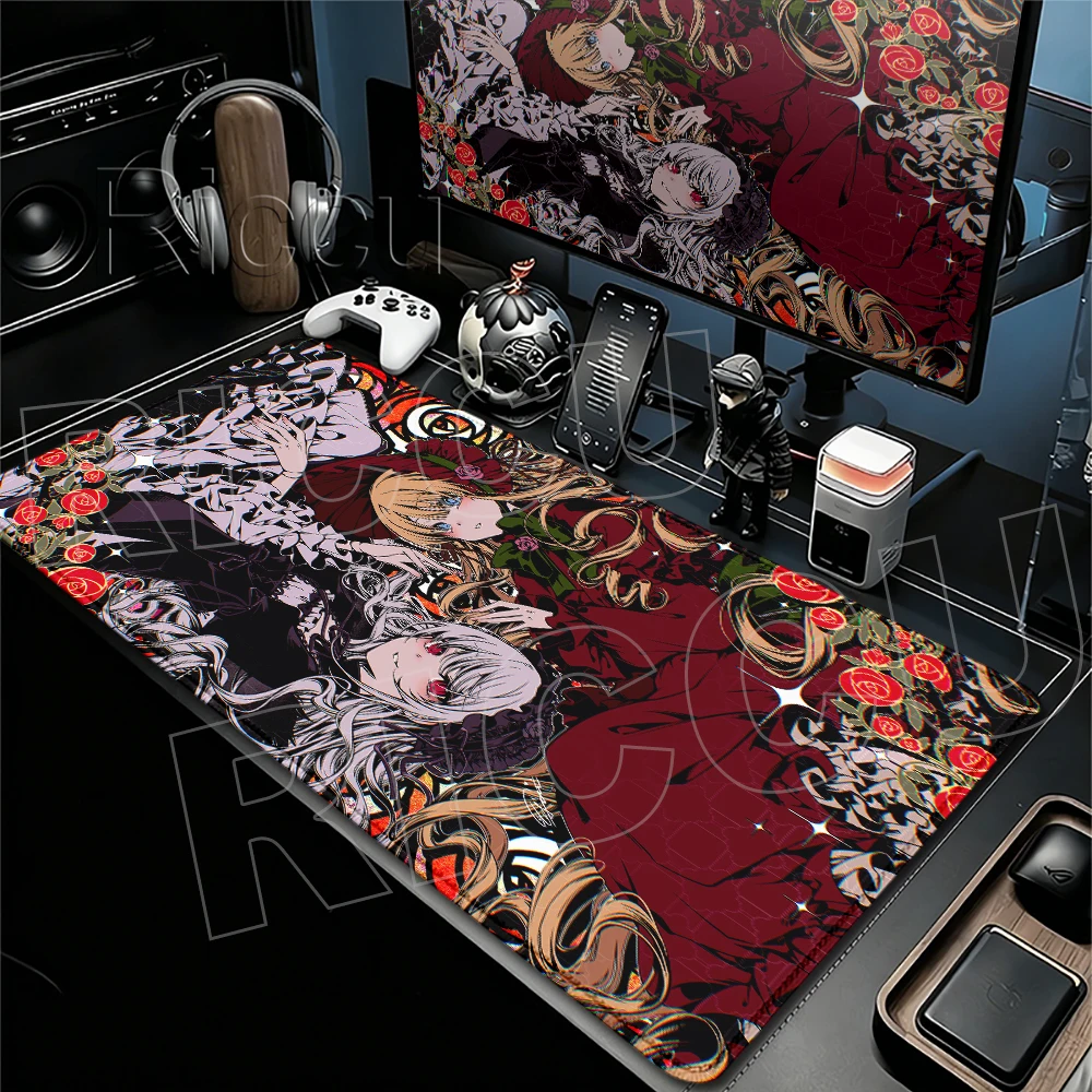 Anime Girl Rozen Maiden Shinku Mouse Pad Computer Keyboard Protection Deskpad Large Size Gamer Stitched Edge Rubber Non-slip Mat