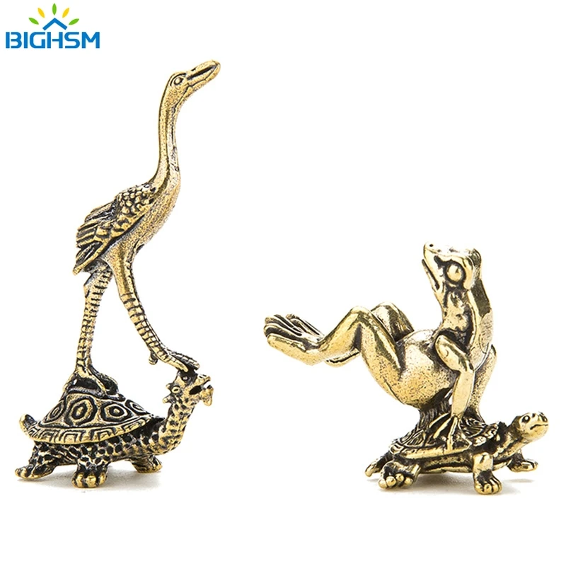 Tartaruga di rame piccoli ornamenti Retro ottone statua animale figurine portachiavi pendenti antico HomeDecor 1 pz