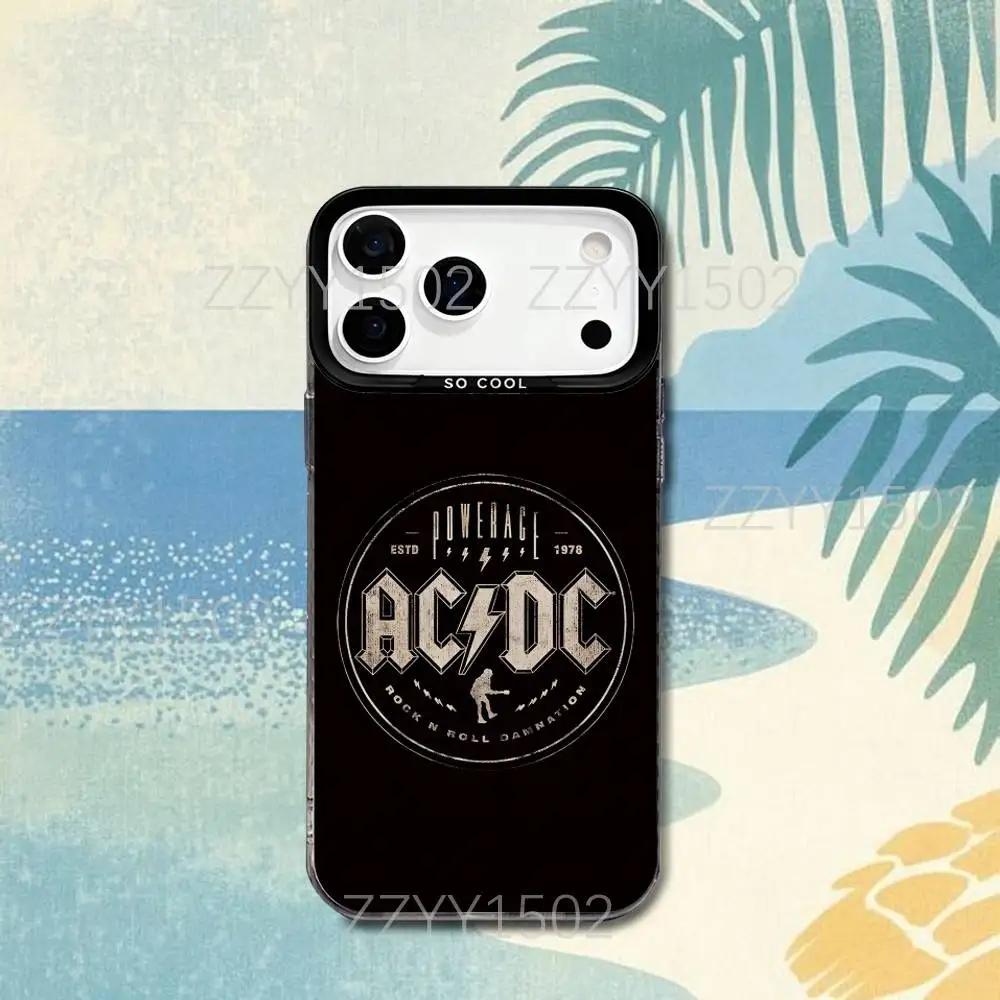 Funda de teléfono A-AC Band D-DC para iPhone 17,16,15,14,13,12,X,8,Pro,Max,Plus,SE4,Air,Mini HD negro IMD mate
