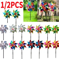 1/2PCS Windmill Bird Repellent Garden Reflective Windmills Garden Protection Children Kids Toys Outdoor Garden Yard Decor