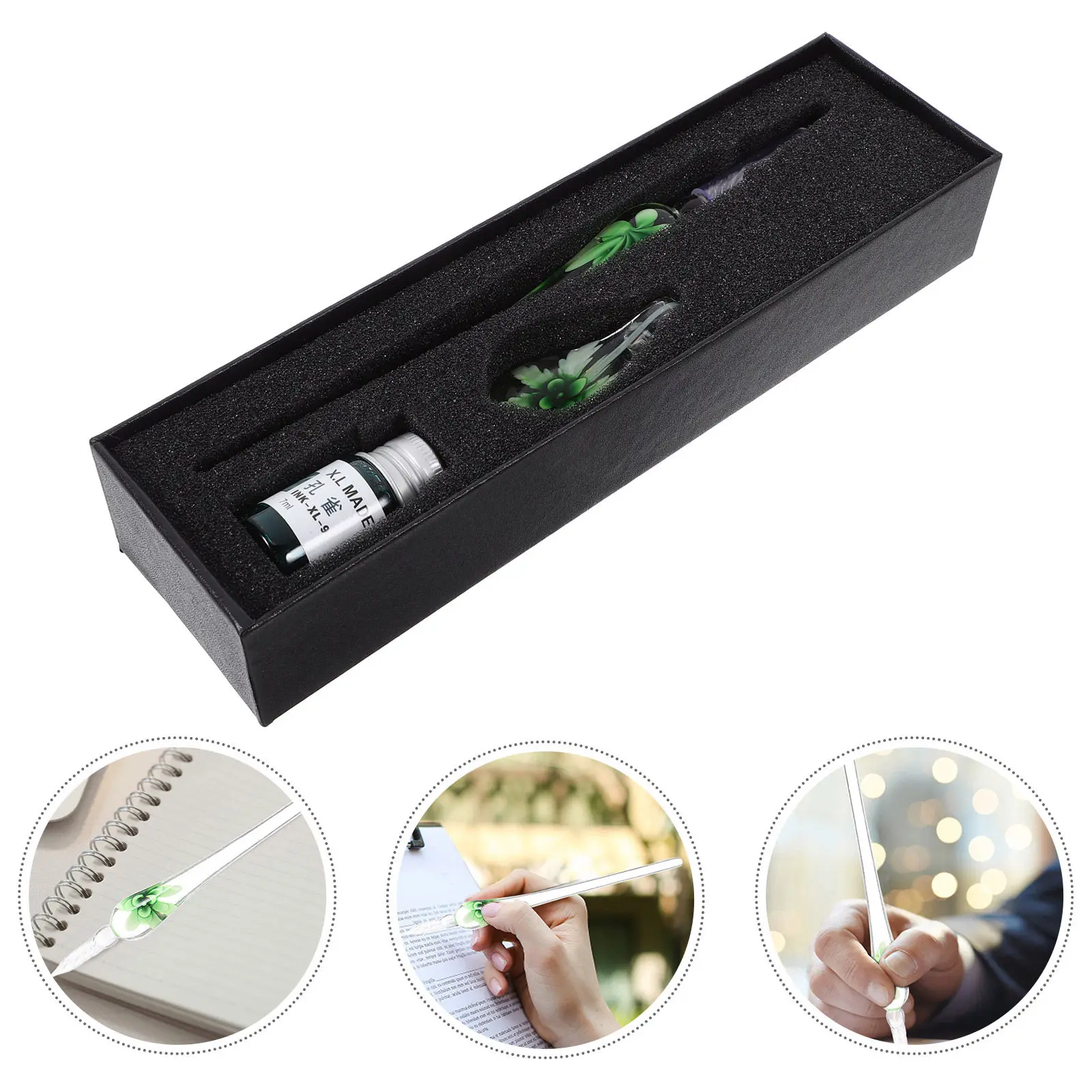 

1Set Glass Dip Pen Calligraphy Pens for Beginners Multi-Function Elegant Crystal Clear Drawing Ink Pen Vintage Style Signature