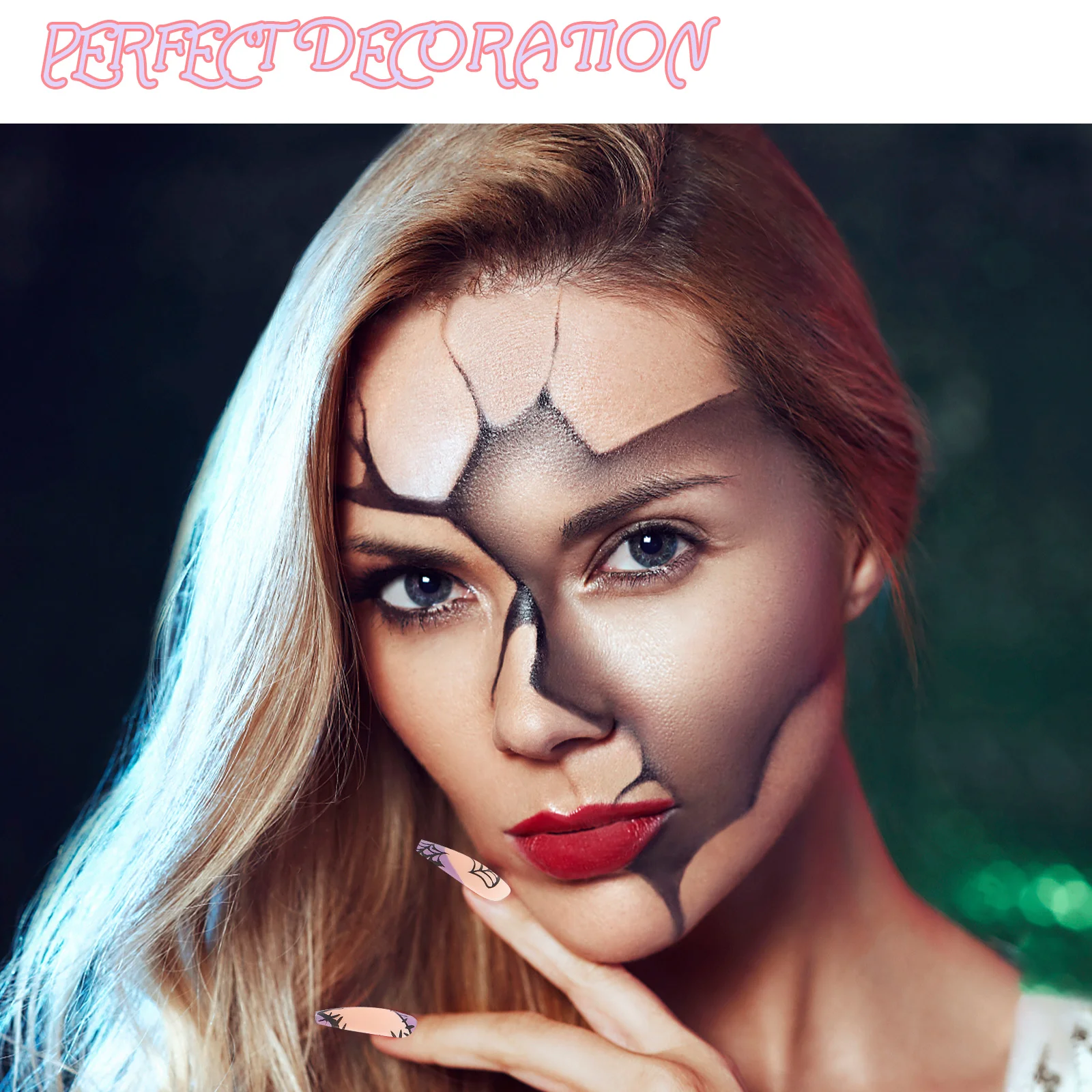 

24pcs Halloween Press On Fake Nails Gothic Nail Tips Pumpkin Design Women Detachable Diy Nail Art Charms Manicure Supplies