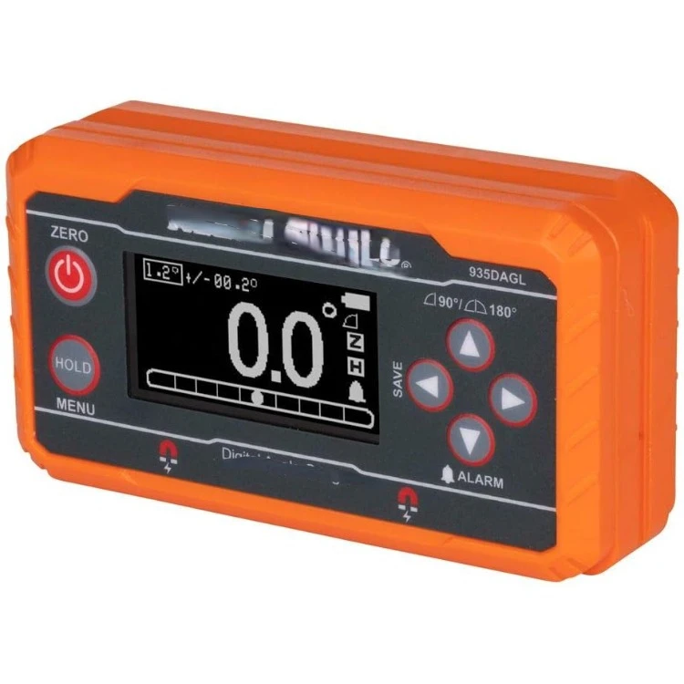 

Digital Level Angle Finder with Programmable Angles, Measures 0 - 90 and 0 - 180 Degree or Dual Axis Bullseye Ranges