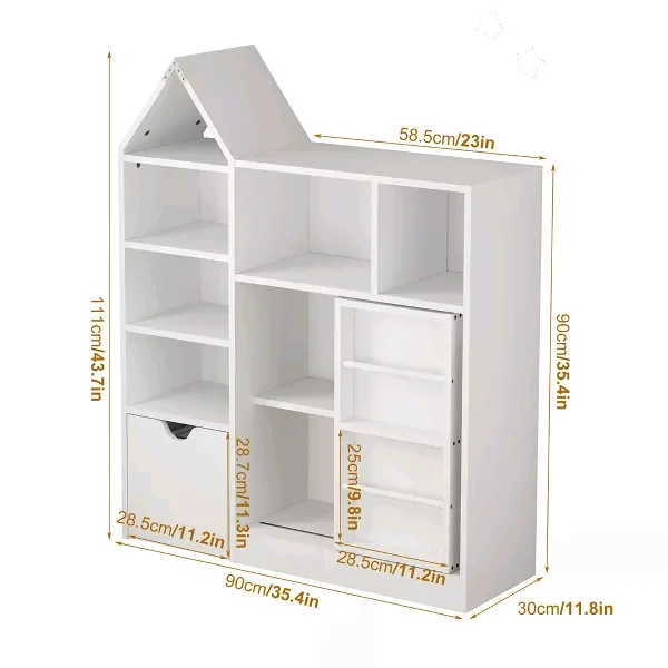 ！@Combohome Wooden Doll Houses Bookcase Educational Toys White Bookshelf Kids Furniture Toys Wooden Bookcase for Children