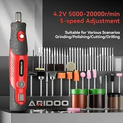 5000-20000r 4.2V Engraver Electric Drill Mini Grinder Engraving Pen Drilling Machine Cordless Rechargeable Micro Rotary Tool Kit
