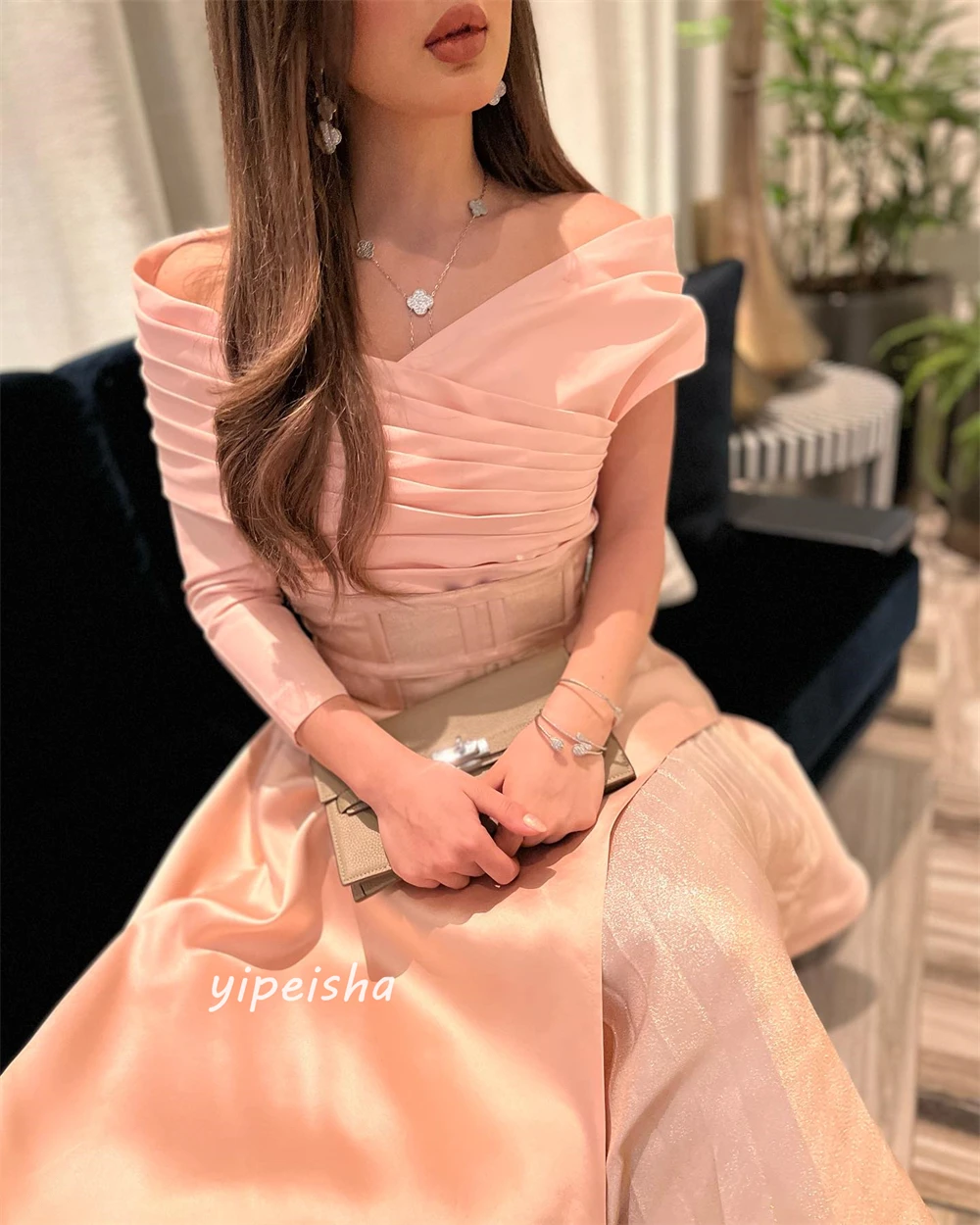 Ball Dress Saudi Arabia Prom Satin Pleat Quinceanera A-line Off-the-shoulder Bespoke Occasion Gown Midi Dresses