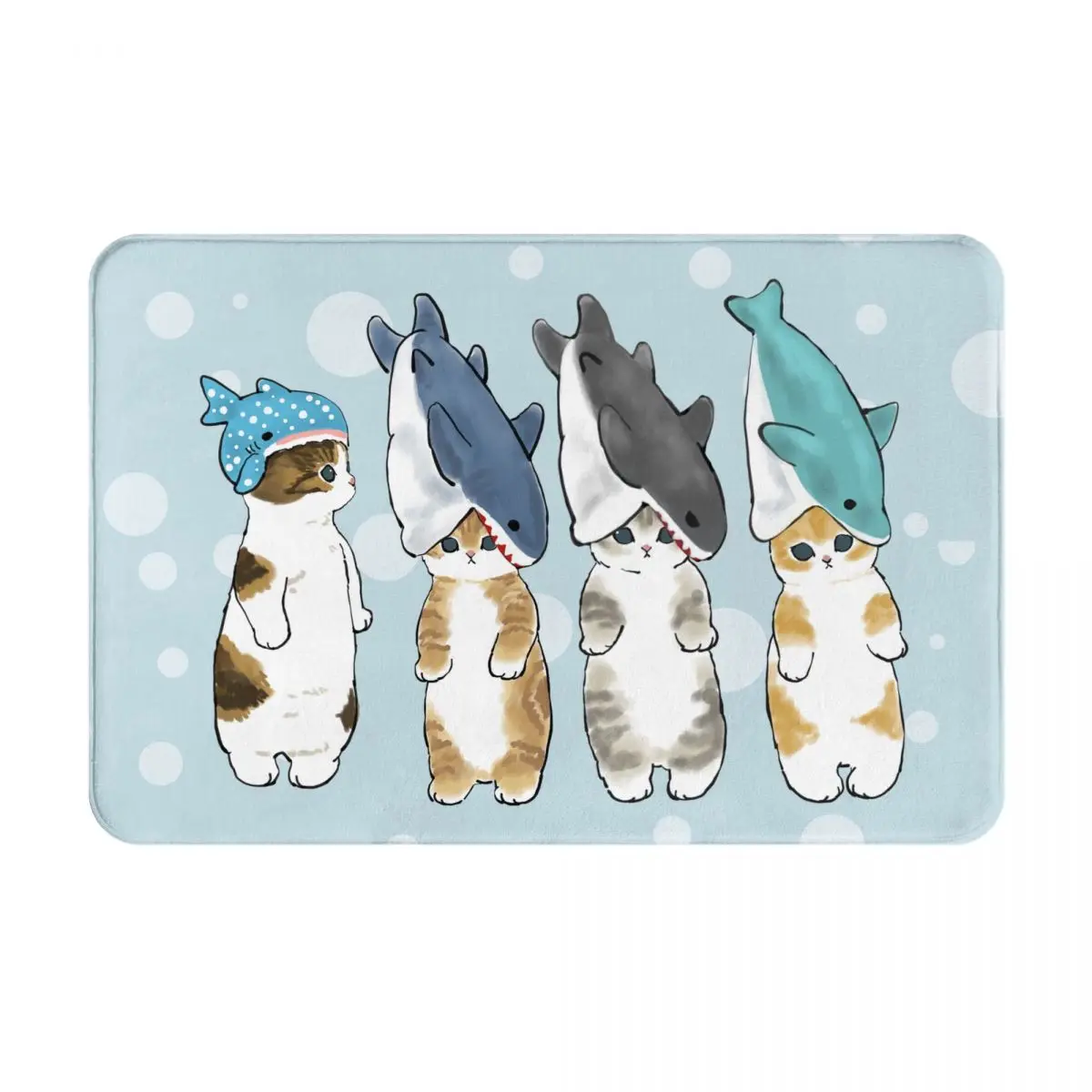 

Kittens to be bitten by sharks mofu sand Cats are cute Even if they are crocodiles and fishes Doormat Soft Mat for Living Room