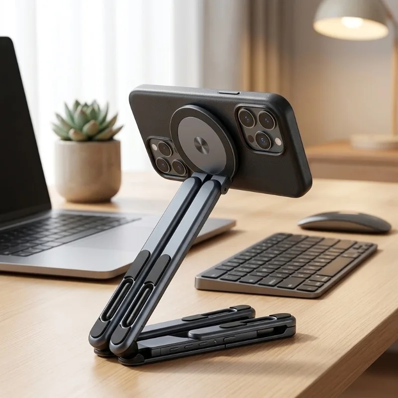 Soporte Magnético para Teléfono de Aleación de Aluminio, Portátil, Multifuncional, Plegable, Compatible Universalmente con Teléfonos Móviles y Tabletas